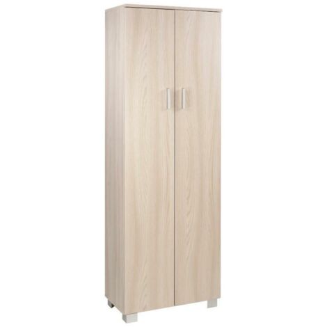 Meuble à chaussures polyvalent avec deux portes et cinq étagères Orme Clair 62x34x h178 cm