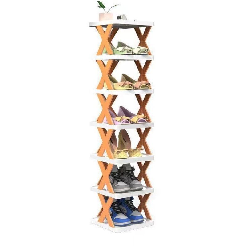 Meuble à chaussures, Porte - chaussures pliant en plastique facile - Orange，9 couches
