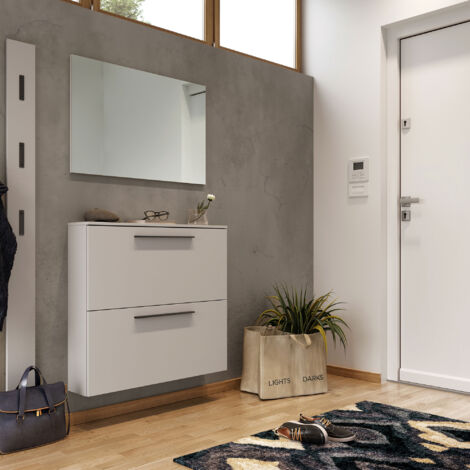 Meuble à chaussures + portemanteau et miroir crème - ORFA