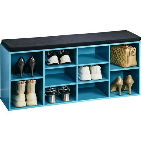 Meuble à chaussures pour 10 paires, avec assise, 103,5 x 48 cm.