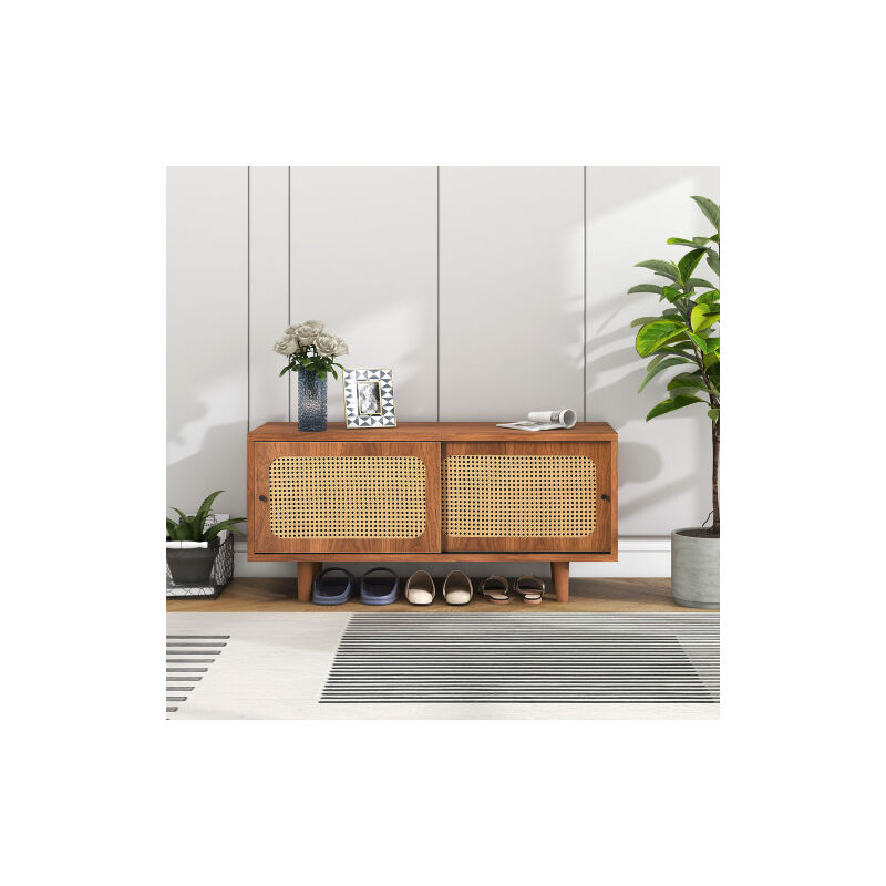 Modernluxe - Meuble à chaussures avec 2 portes et des étagères réglables - marron