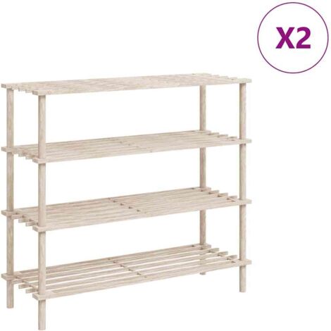 Meuble à Chaussures - Range-chaussures à 4 étagères 2 pcs Bois de sapin solide BV477592 - BonneVie