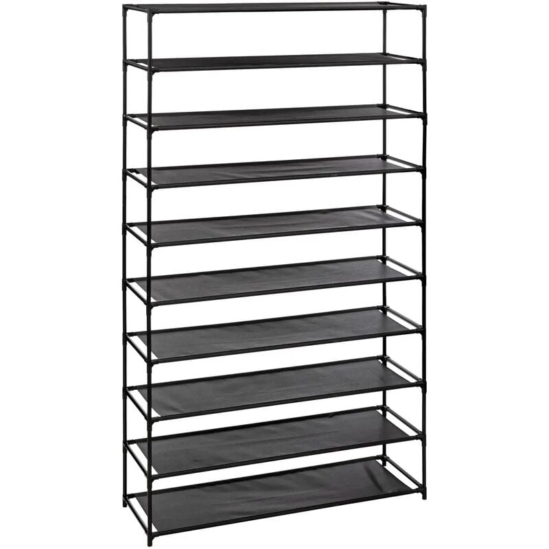 Pegane - Meuble à chaussures, range chaussures en métal/polypropylène coloris noir - Longueur 93 x Profondeur 30.5 x Hauteur 158 cm