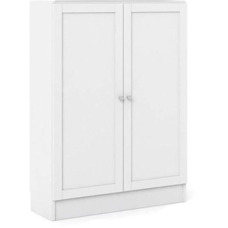 Meuble à chaussures Sanba, 4 étagères, 2 portes, 28,3x79x107,2h cm Blanc