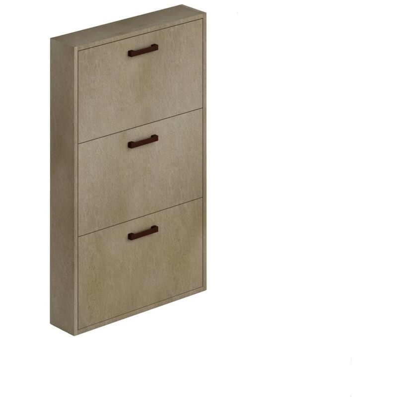 Meuble à chaussures Slim Clay Frêne en bois mélaminé 3 volets 108x65x15 cm