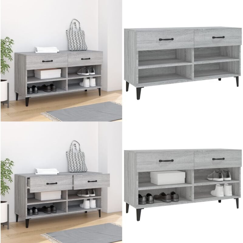 Vidaxl - Meuble à chaussures Sonoma gris 102x35x55 cm Bois d'ingénierie - Meubles Rangements - Meuble Chaussure - Armoire à Chaussures - Étagère