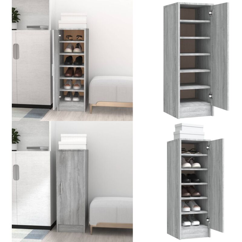 Meuble à chaussures Sonoma gris 32x35x92 cm Bois d'ingénierie - Meubles Rangements Chaussures - Armoire Chaussure - Placard Chaussures - Organiseur