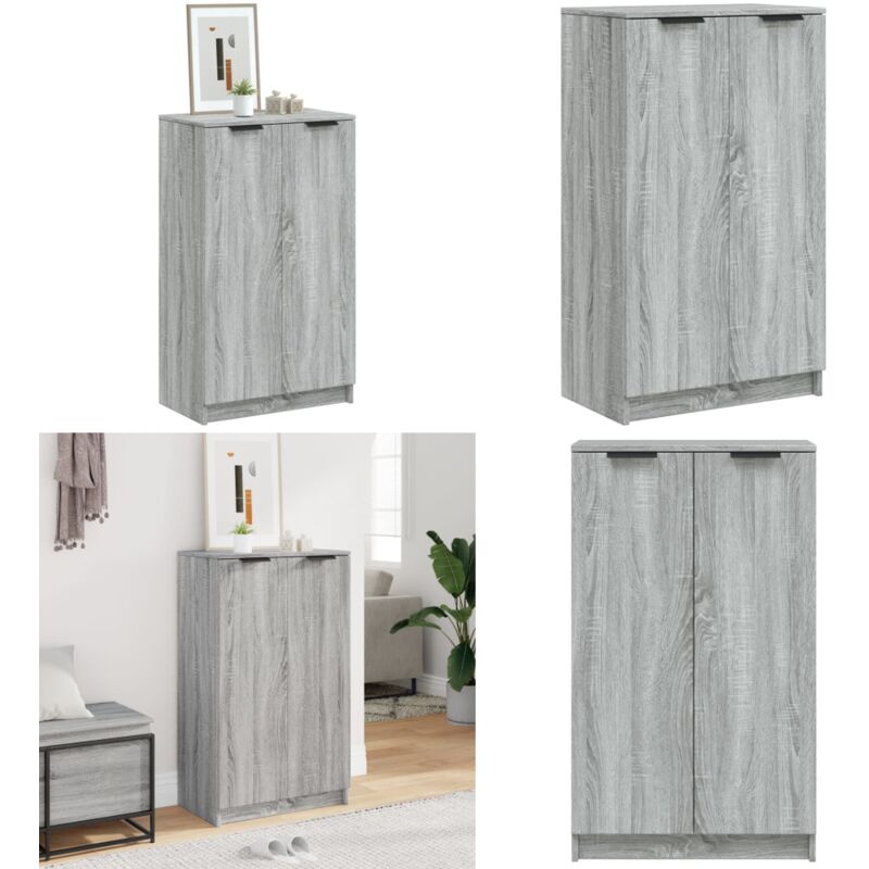 Vidaxl - Meuble à chaussures Sonoma gris 59x35x100 cm Bois d'ingénierie - Armoire à Chaussures - Meuble Chaussure - Rangement Chaussures - Placard