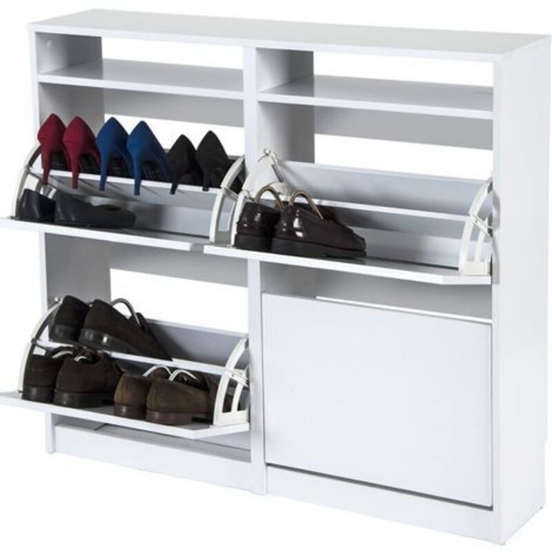 Topkit - Tamesis 54ab Hall Meuble à chaussures | Meuble à chaussures | Étagère à chaussures Hall avec 4 portes pliantes | Blanc Topkit - Tamesis 54ab Hall Meuble à chaussures | Meuble à chaussures | Étagère à chaussures Hall avec 4 portes pliantes | Blanc