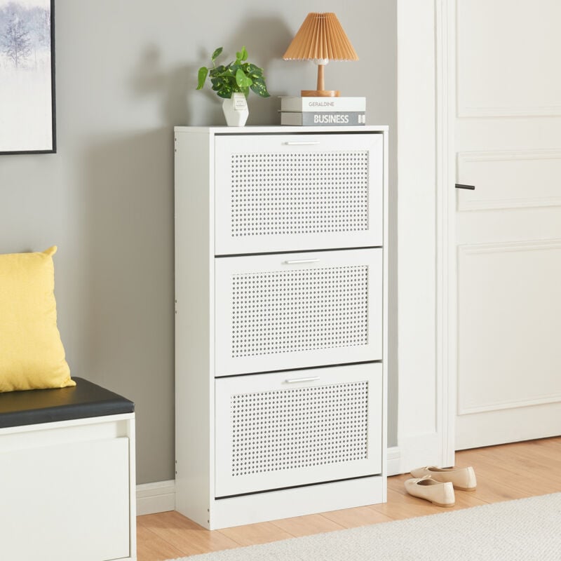 [en.casa] - Meuble à chaussures Vesilahti 115 x 60 x 24 cm blanc