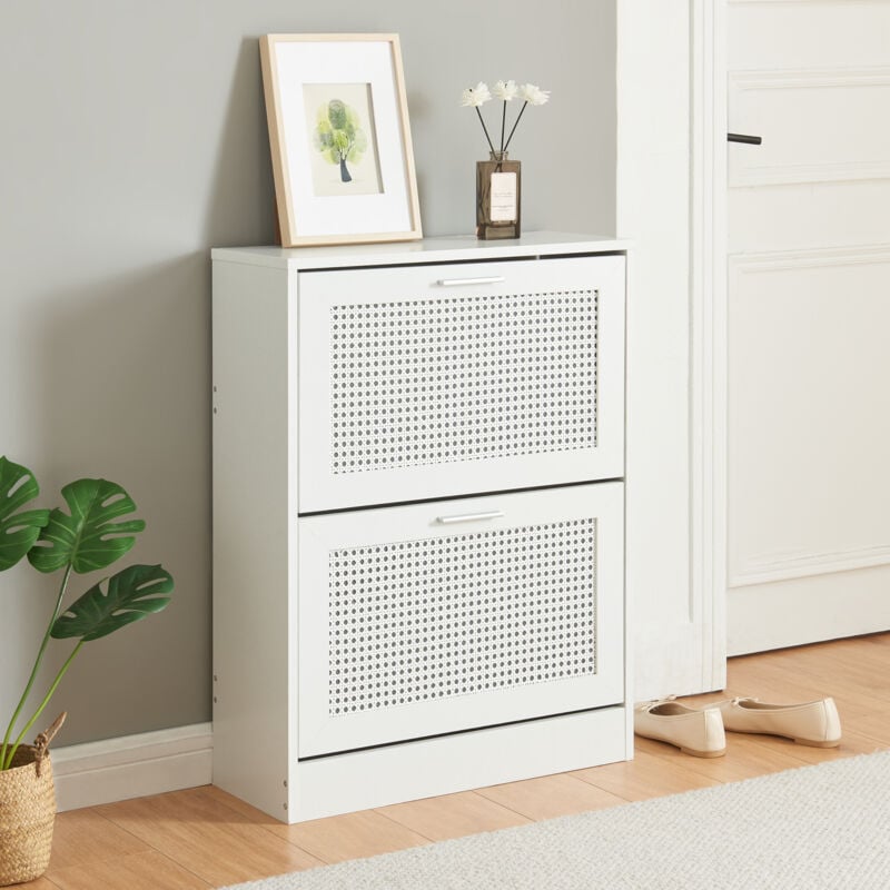 [en.casa] - Meuble à chaussures Vesilahti 80 x 60 x 24 cm blanc