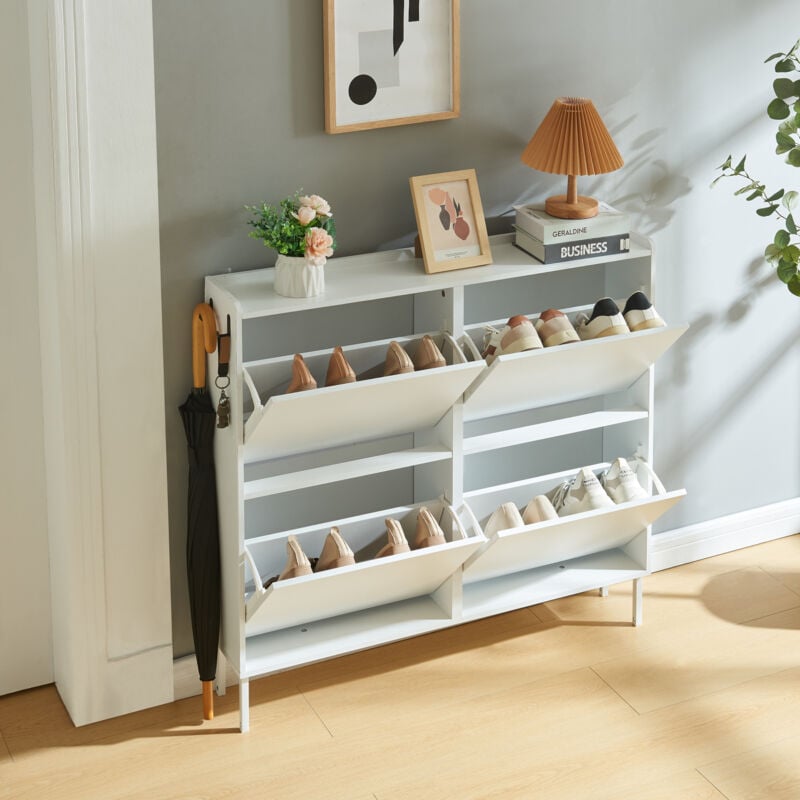 [en.casa] - Meuble à chaussures Ylitornio avec 4 pieds blanc