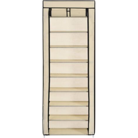 Meuble à chaussures，Armoire à chaussures avec housse Crème 57x29x162 cm Tissu CFW3261852