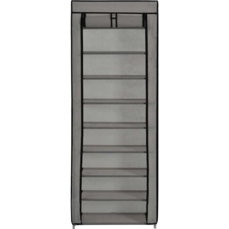 Meuble à chaussures，Armoire à chaussures avec housse Gris 57x29x162 cm Tissu CFW5035845