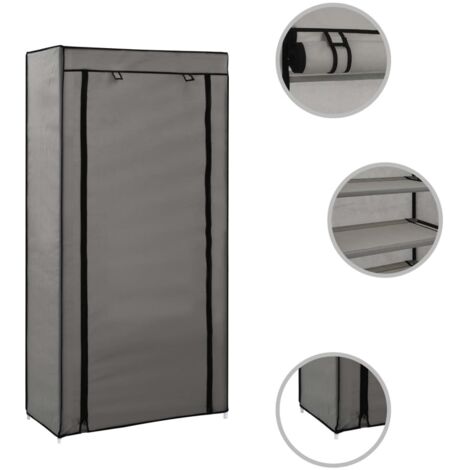 Meuble à chaussures，Armoire à chaussures avec housse Gris 58x28x106 cm Tissu CFW1726264