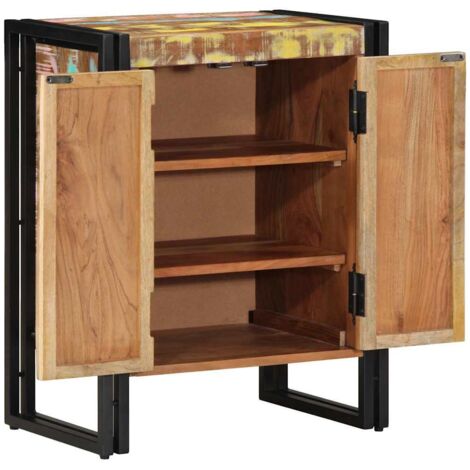Meuble à chaussures,Armoire à Chaussures avec porte Noir Bois massif de récupération CFW4454071