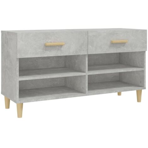 Meuble à chaussures，Armoire à chaussures Gris béton 102x35x55 cm Bois d'ingénierie CFW4413378
