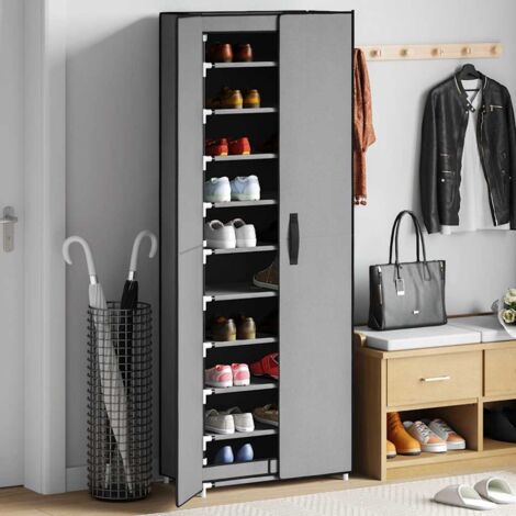 Meuble à chaussures,Armoire à chaussures,Meuble d'entrée,Étagère de rangement Gris 60x30x166 cm Tissu -BV79143