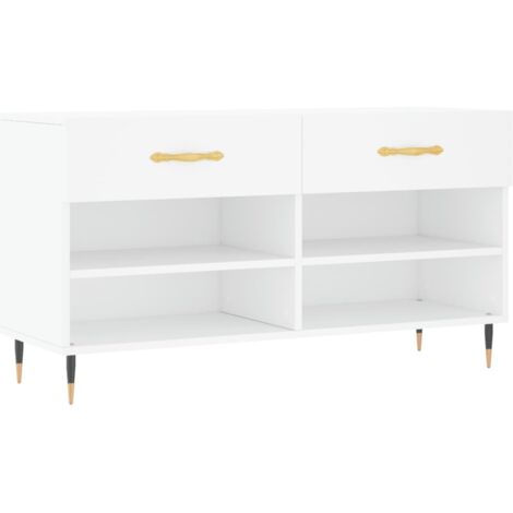 Meuble à chaussures，Banc à chaussures blanc 102x35x55 cm bois d'ingénierie CFW4482796