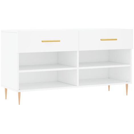 Meuble à chaussures，Banc à chaussures blanc 102x35x55 cm bois d'ingénierie CFW8408619
