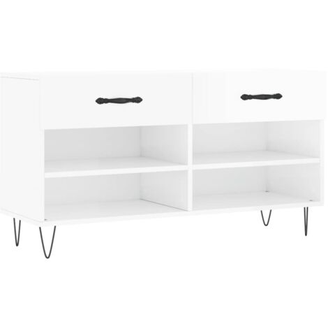 Meuble à chaussures，Banc à chaussures blanc brillant 102x35x55 cm bois d'ingénierie CFW5453649