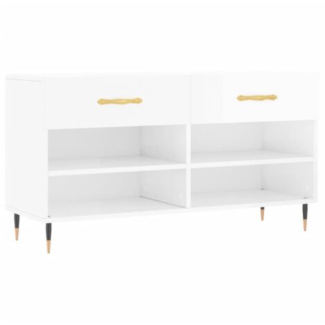 Meuble à chaussures，Banc à chaussures blanc brillant 102x35x55 cm bois d'ingénierie CFW6071867