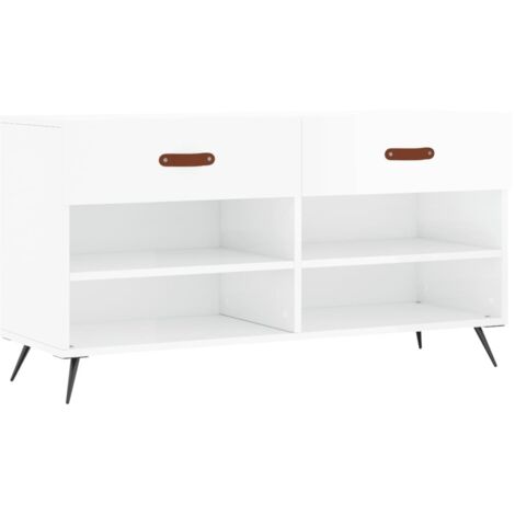 Meuble à chaussures，Banc à chaussures blanc brillant 102x35x55 cm bois d'ingénierie CFW9723061