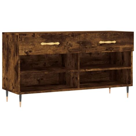 Meuble à chaussures，Banc à chaussures chêne fumé 102x35x55 cm bois d'ingénierie CFW3279765