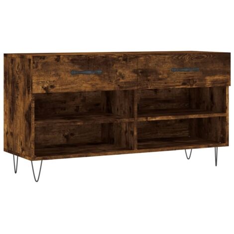 Meuble à chaussures，Banc à chaussures chêne fumé 102x35x55 cm bois d'ingénierie CFW4872041