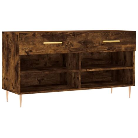 Meuble à chaussures，Banc à chaussures chêne fumé 102x35x55 cm bois d'ingénierie CFW7660789
