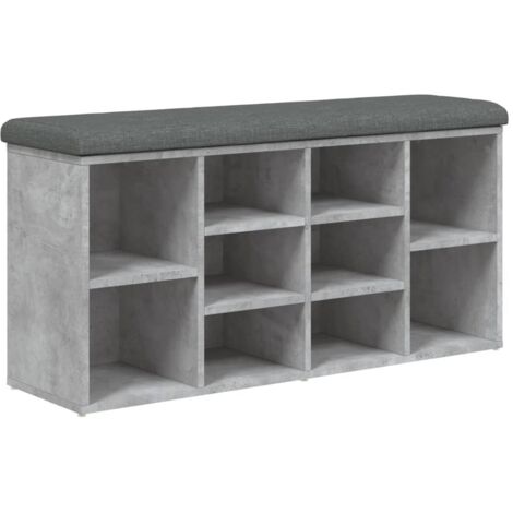 Meuble à chaussures，Banc à chaussures gris béton 102x32x50 cm bois d'ingénierie CFW1344491