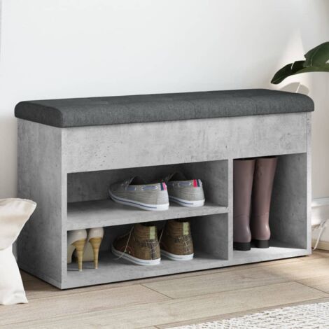Meuble à chaussures，Banc à chaussures gris béton 82x32x45,5 cm bois d'ingénierie CFW60228
