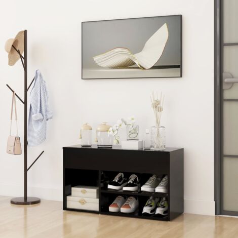 Meuble à chaussures，Banc à chaussures Noir 80x30x45 cm Bois d’ingénierie CFW46949