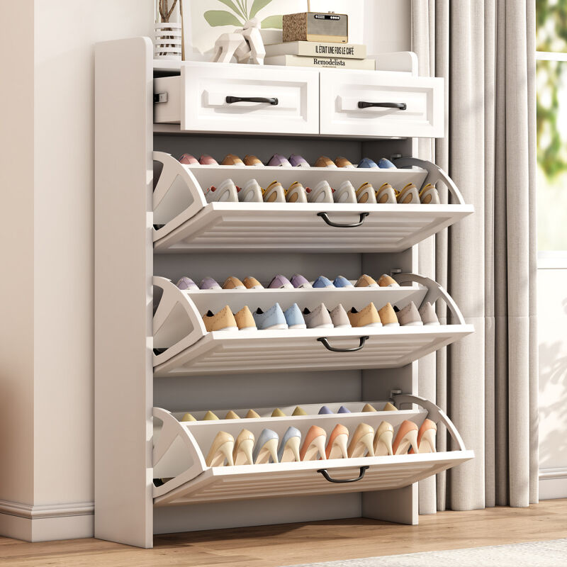 Lafomukea - Meuble à chaussures,commode à chaussures avec meuble à chaussures rotatif, meuble à chaussures en bois, étagère à chaussures, adaptée aux