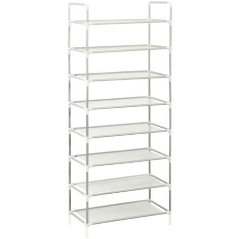 Meuble à chaussures，Étagère à chaussures 8 étagères Métal et tissu intissé Argenté CFW1112242