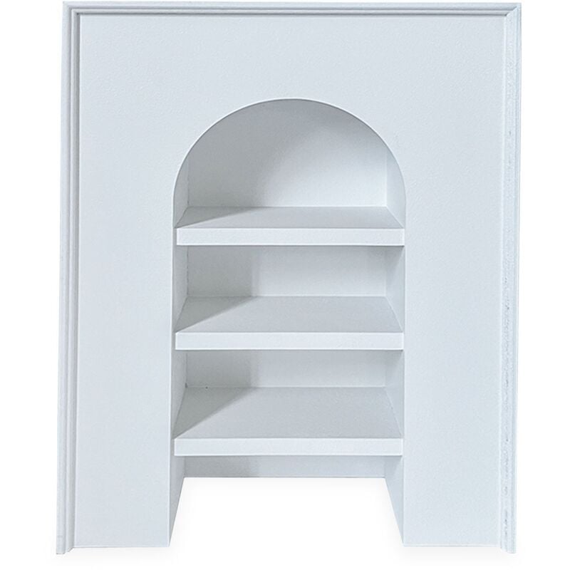 Meuble à étagères style naturel avec arche Vincia L60xH80cm Blanc texturé