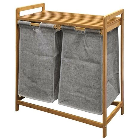Meuble à linge 2 paniers amovibles bambou Tao