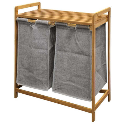Meuble à Linge 2 Paniers "Tao" 73cm Naturel