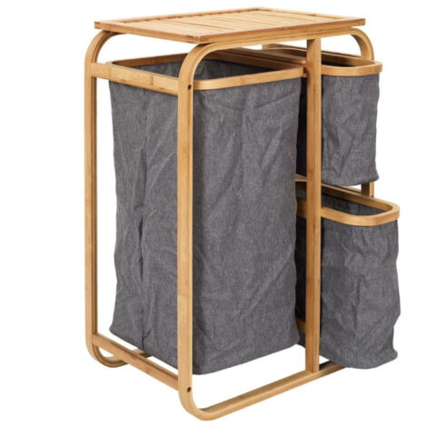 Meuble à Linge 3 Paniers "Bambou" 69cm Naturel