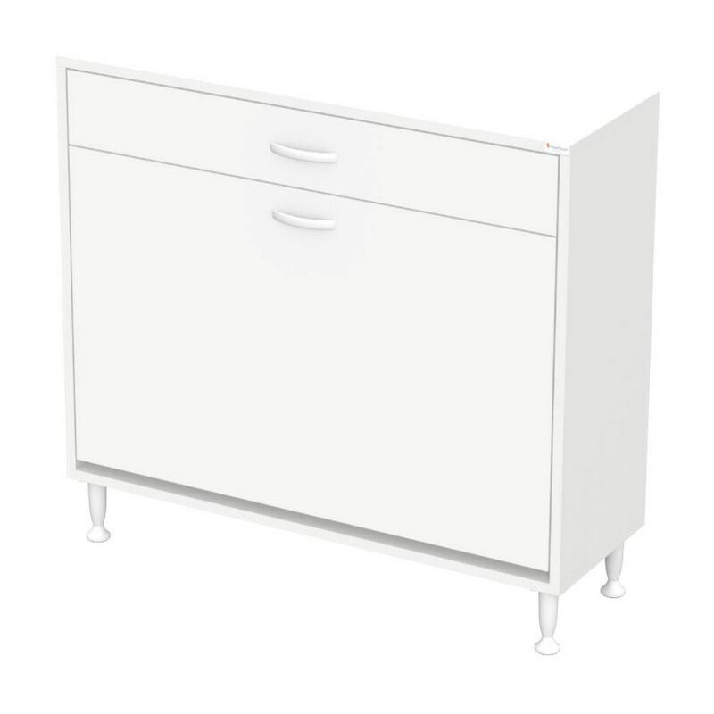 Epikasa - Meuble à Linge Aktif, Panneau Aggloméré Mélaminé, Blanc, 100x32,5x88 cm