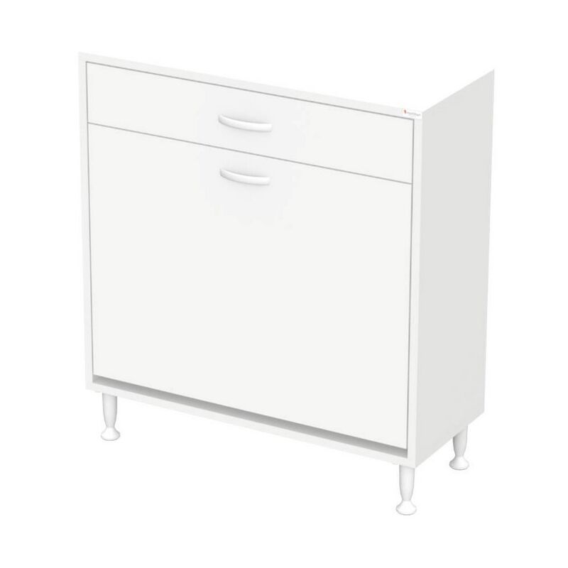 Epikasa - Meuble à Linge Aktif, Panneau Aggloméré Mélaminé, Blanc, 70x32,5x88 cm