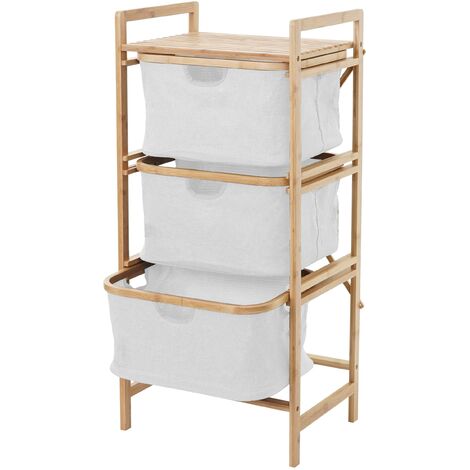 Costway panier à linge en bambou inclinable, corbeille amovible, avec 2  couches ouvertes, étagère résistant à la corrosion et aux mites, idéal pour  salle de bain, chambre, balcon, marron et vert - Conforama