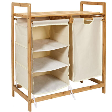 Meuble à Linge Rangements "Bambou" 77cm Beige