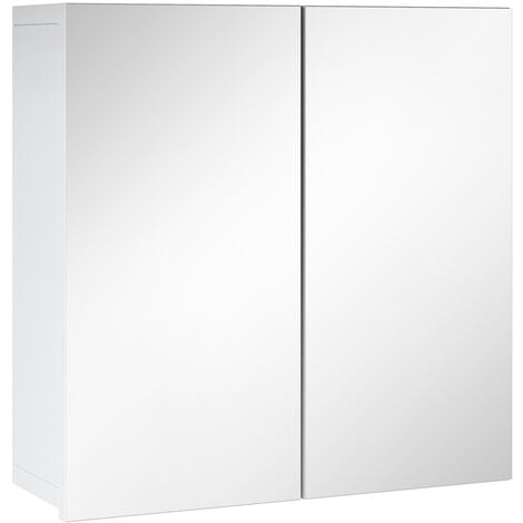Meuble a miroir 60x60 cm Leon Blanc - Miroir armoire miroir salle de bains armoire de rangement - Blanc