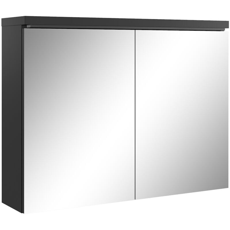 Armoire de toilette Paso 80 x 60 cm Badplaats Noir - Miroir