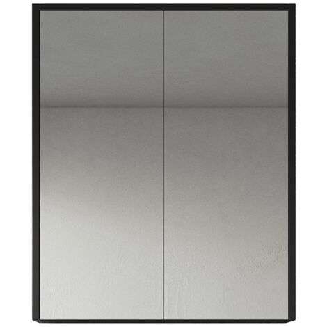 Meuble a miroir Cuba 60 x 72 cm Bois noir - Miroir armoire miroir salle de bains verre armoire de rangement