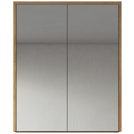 Meuble a miroir Cuba 60 x 72 cm Chene - Miroir armoire miroir salle de bains verre armoire de rangement