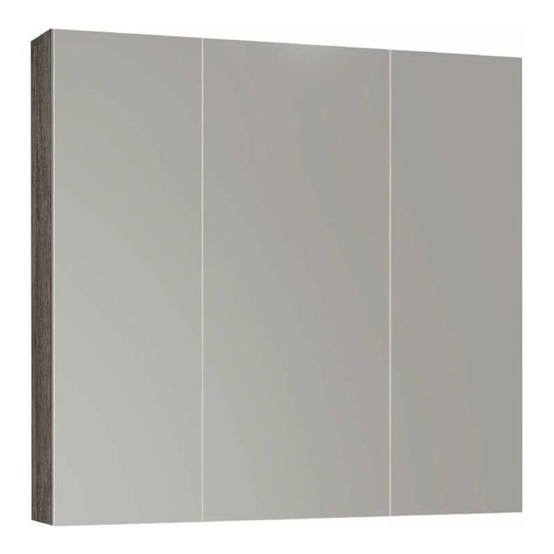 Ducha - Meuble à miroir murale 3 portes chêne smoky 100CM