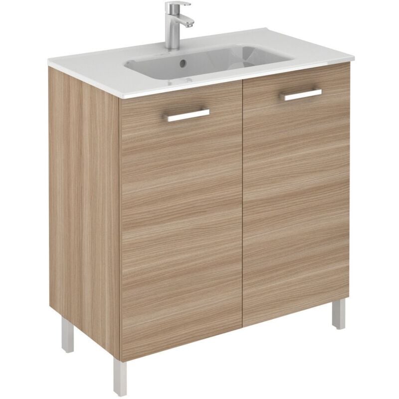 Anconetti - Meuble 2 portes Ancoflash Color avec plan céramique Noyer sablé - 60cm