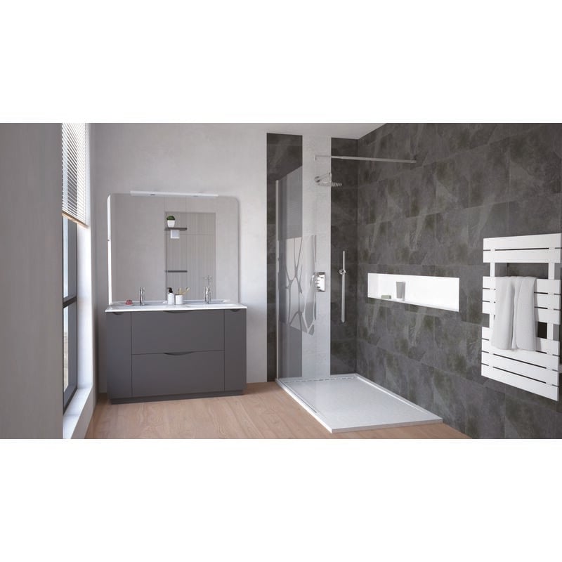 Ondee - Meuble à poser palermo - 120cm - Gris anthracite - laqué - Livré en kit